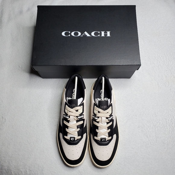 Coach Citysole Court Black & White Suede Leather Low Top Sneakers - Picture 2 of 13